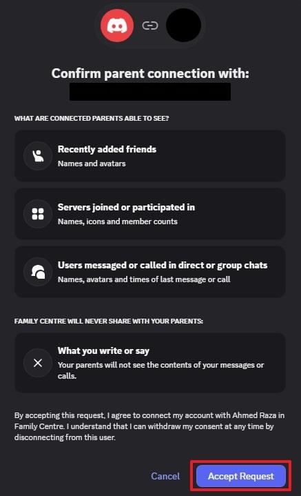 click accept request button
