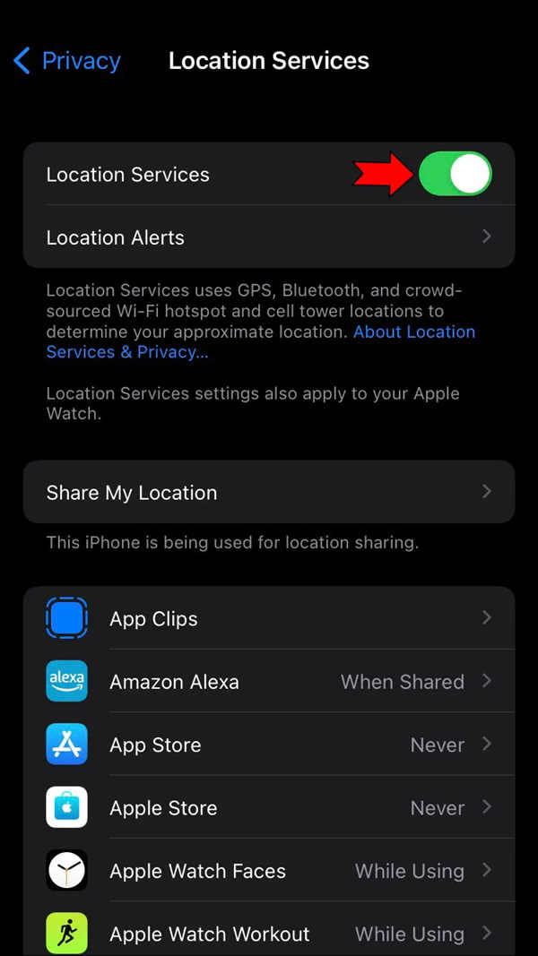 location settings