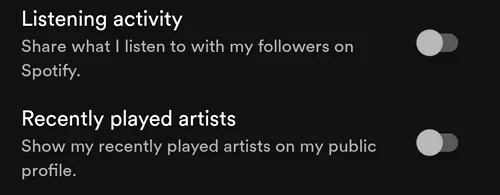 hide your listening activity 